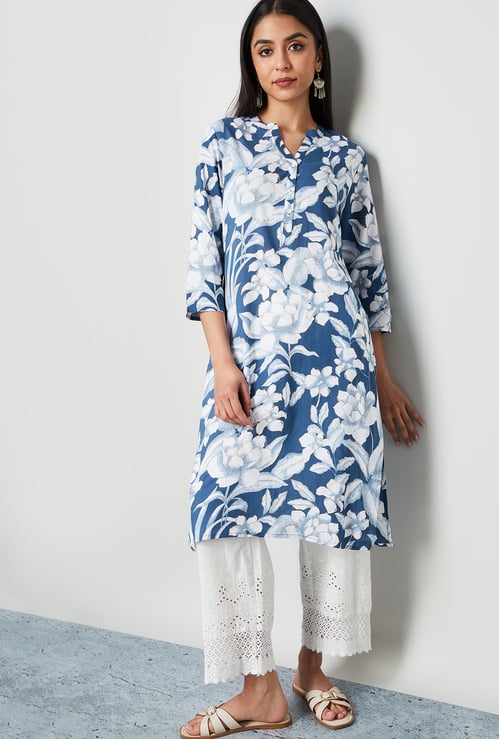 MELANGE Floral Print Straight Kurta