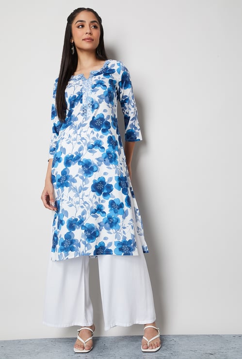 MELANGE Floral Print Straight Kurta