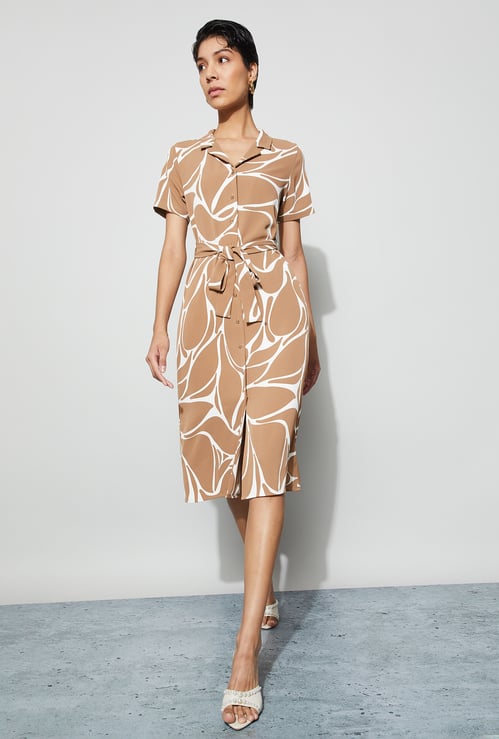 CODE CLASSIC Printed Shirt Dress with Belt