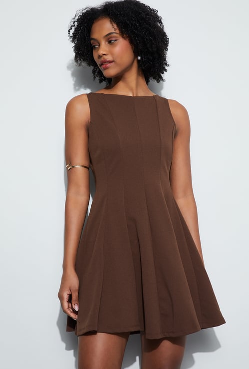 GINGER Solid Skater Dress