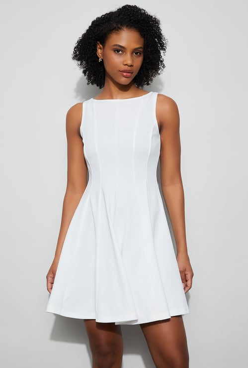 GINGER Solid Skater Dress