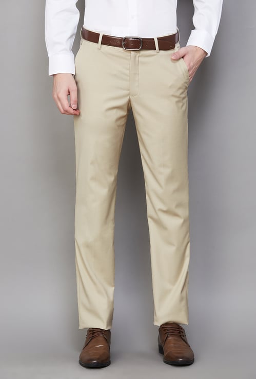 LOUIS PHILIPPE Solid Slim Fit Formal Trousers