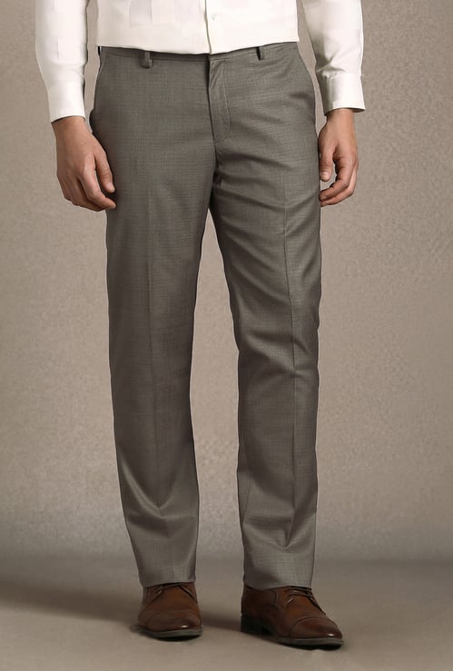 LOUIS PHILIPPE Solid Slim Straight Formal Trousers