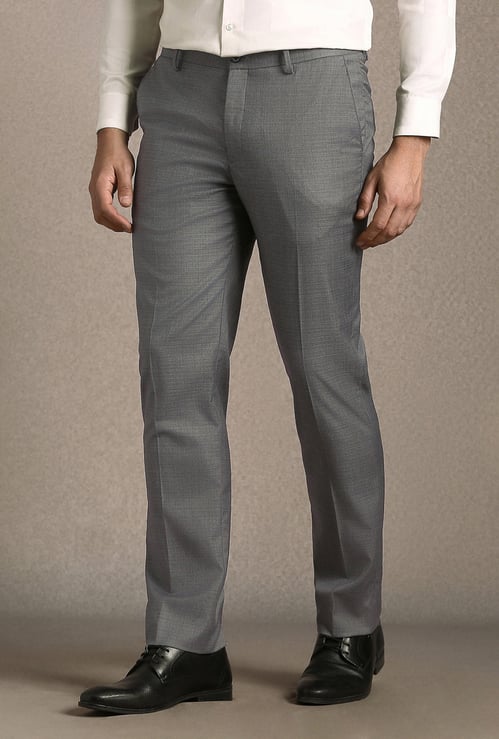 LOUIS PHILIPPE Solid Slim Straight Formal Trousers