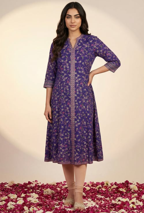 AURELIA Floral Print Anarkali Kurta
