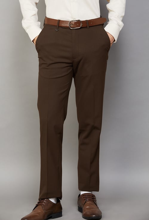 VAN HEUSEN Solid Slim Fit Formal Trousers