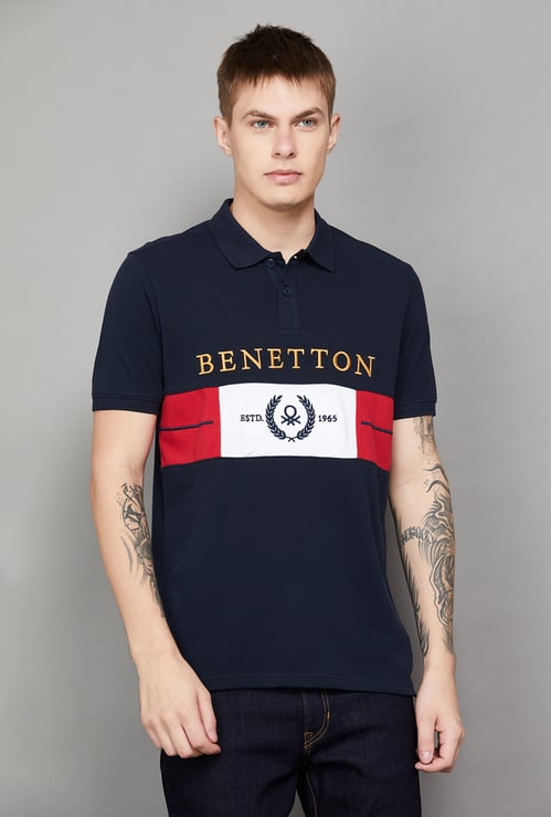 UNITED COLORS OF BENETTON Brand Print Polo T-shirt