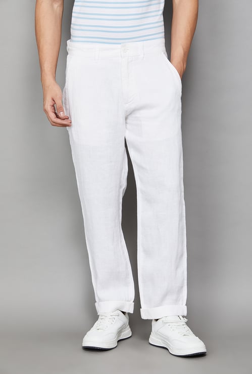 CELIO Solid Slim Straight Trousers