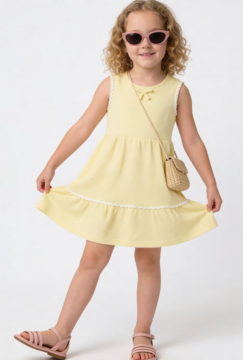 FAME FOREVER Girls Solid Drop-Waist Dress