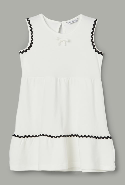 FAME FOREVER Girls Contrast Pipin Drop-Waist Dress