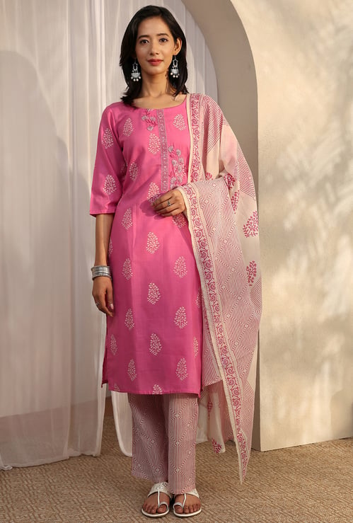 LIBAS Printed Striped Kurta Set