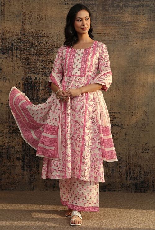 LIBAS Floral Print A-Line Kurta Set
