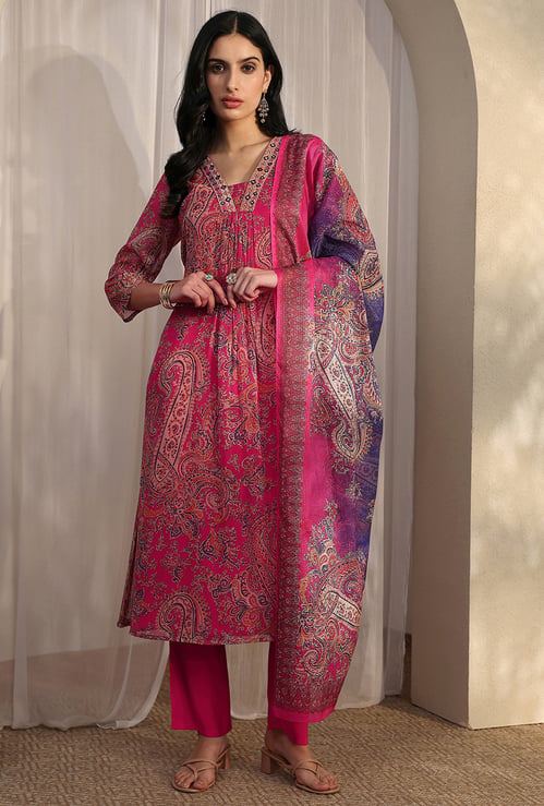 LIBAS Paisley Printed A-line Kurta Set