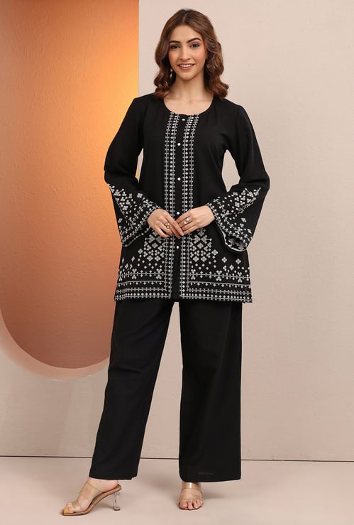 LIBAS Embroidered Kurti Palazzo Set