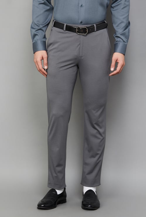 PARK AVENUE Solid Super Slim Formal Trousers