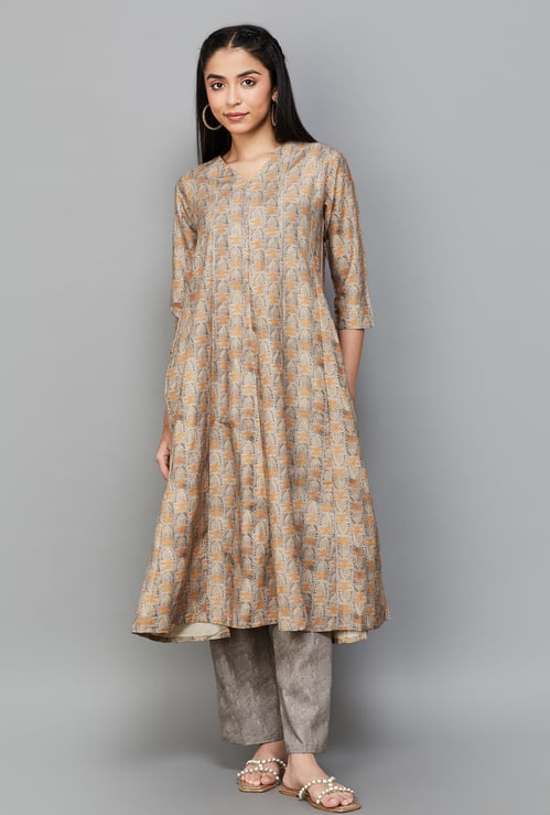 SPAN Printed A-Line Kurta Set