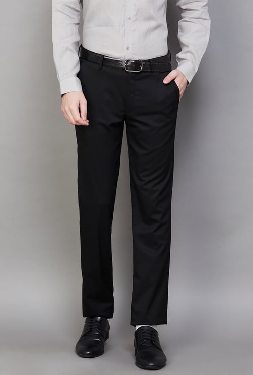 LOUIS PHILIPPE Solid Slim Fit Formal Trousers