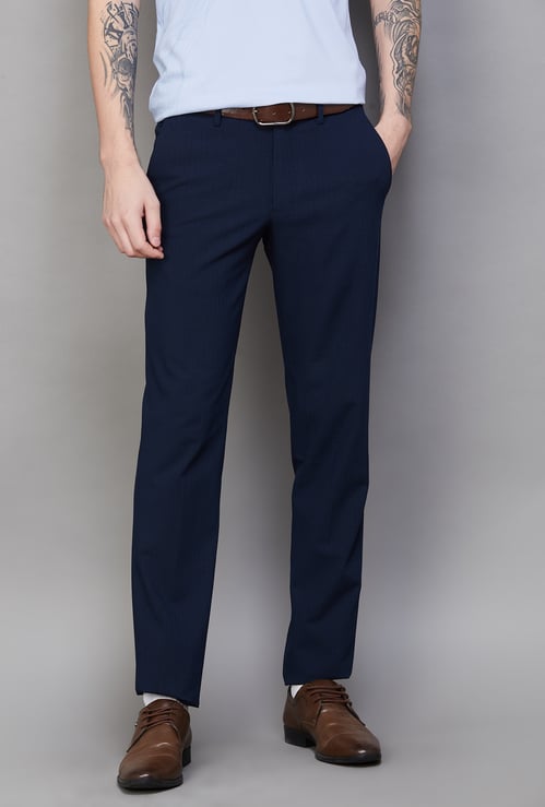 LOUIS PHILIPPE Solid Slim Fit Formal Trousers