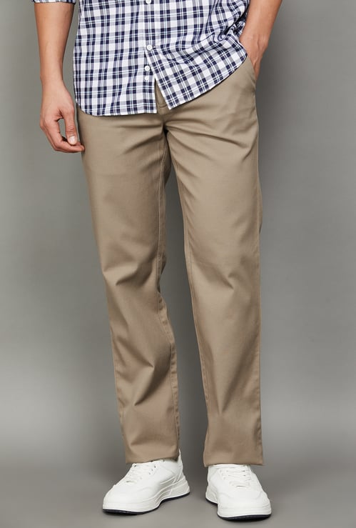COLORPLUS Solid Regular Fit Trousers