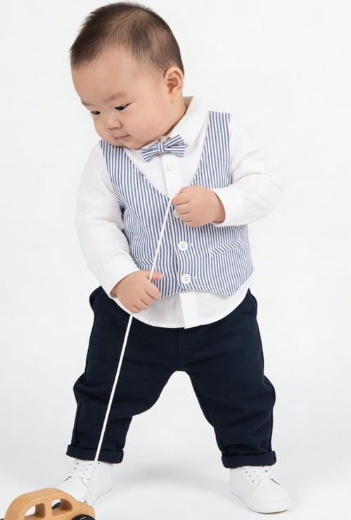 FAME FOREVER Boys Vest Detail Shirt with Bow