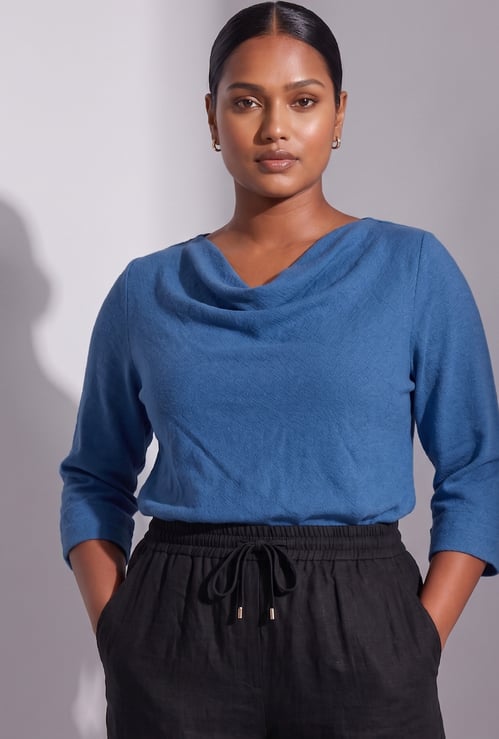 NEXUS Textured Cowl Neck Top