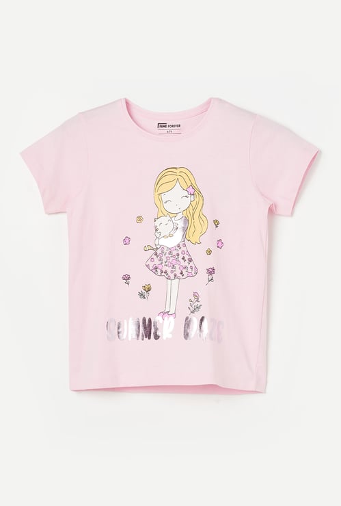 FAME FOREVER Girls Graphic Print T-shirt