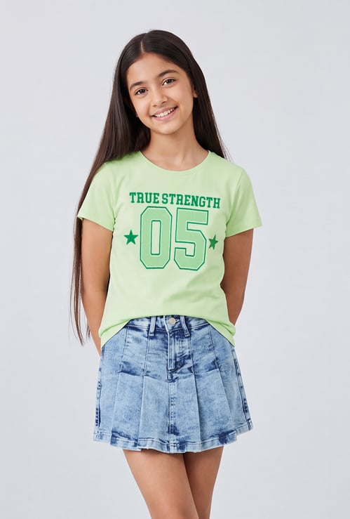 FAME FOREVER Girls Typographic Print T-shirt