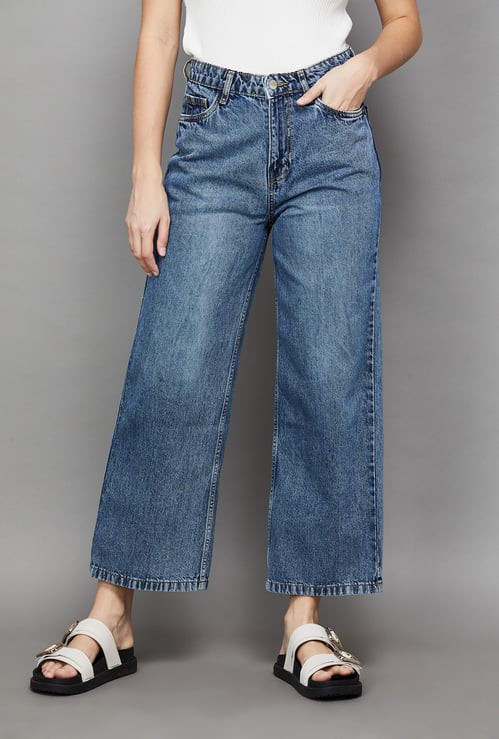 KRAUS Solid Wide Leg Jeans
