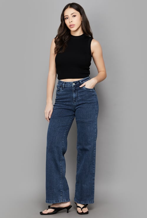 KRAUS Washed Wide Leg Jeans