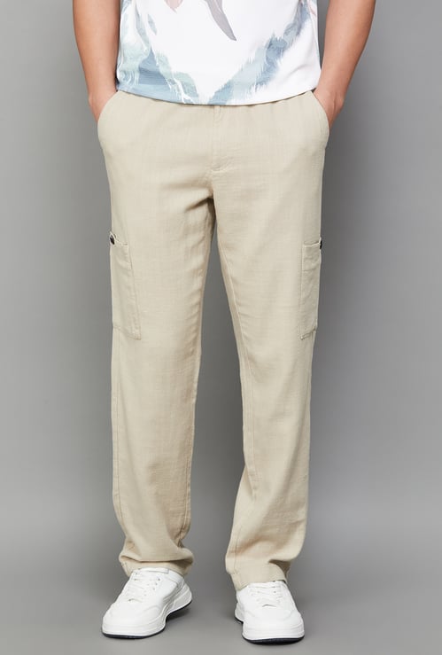T-BASE Solid Regular Fit Trousers