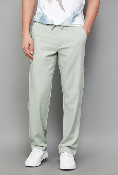T-BASE Solid Regular Fit Trousers