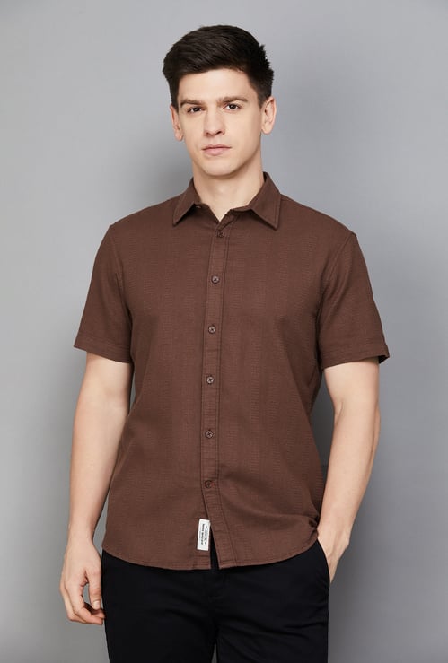 BEING HUMAN Textured Regular Fit Shirt