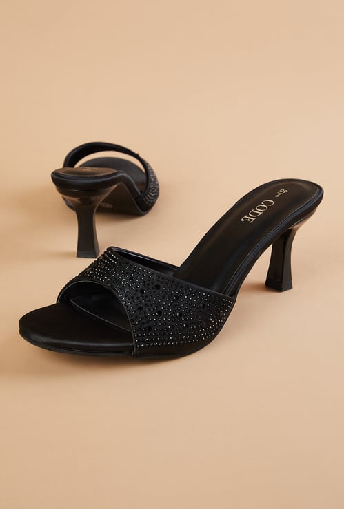 CODE Embellished Kitten Heels