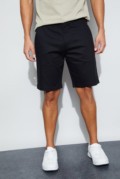 CODE Solid Regular Fit Shorts
