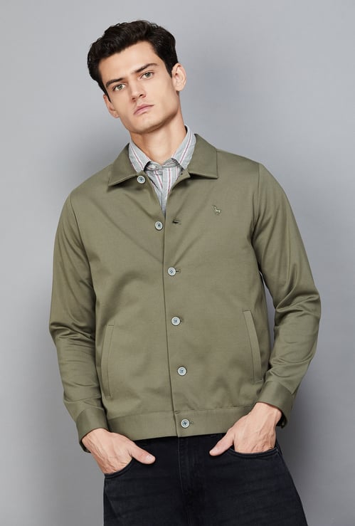 V DOT Solid Buttoned Jacket