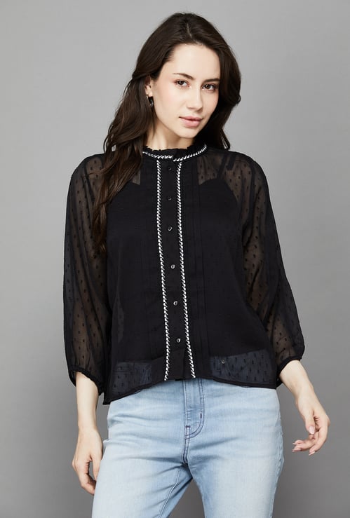 ONLY Embroidered Shirt Style Top