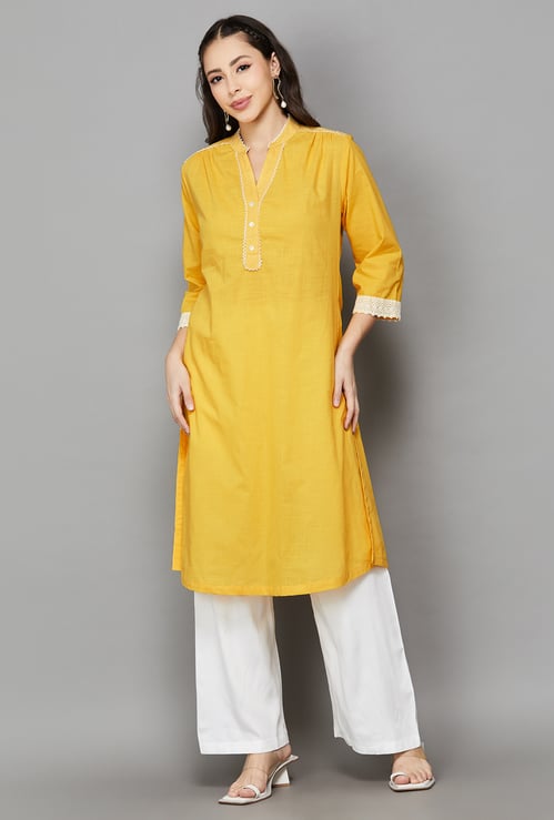 BIBA Lace Insert Straight Kurta
