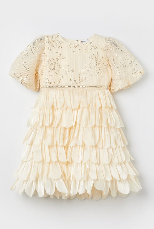 PEPPERMINT Girls Sequins Layered Dress