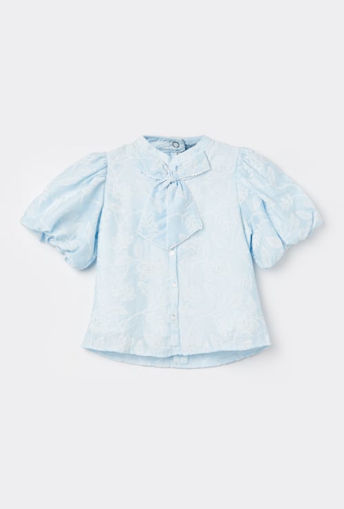 PEPPERMINT Girls Embroidered Bow Top