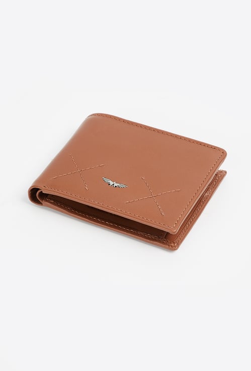 PARK AVENUE Stitch-Detailed Leather Bi-Fold Wallet