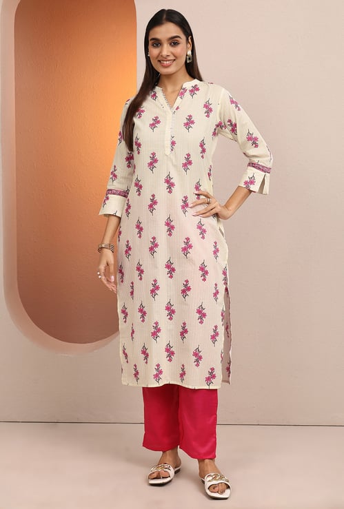 LIBAS Floral Print Straight Kurta