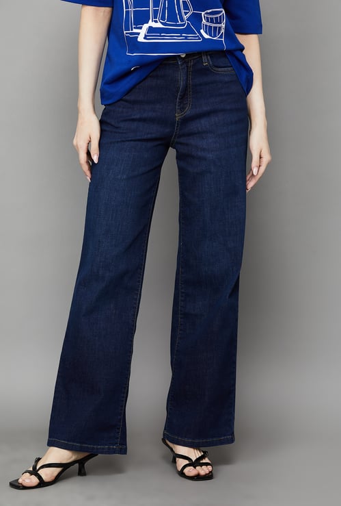 KRAUS Solid High Rise Straight Fit Jeans