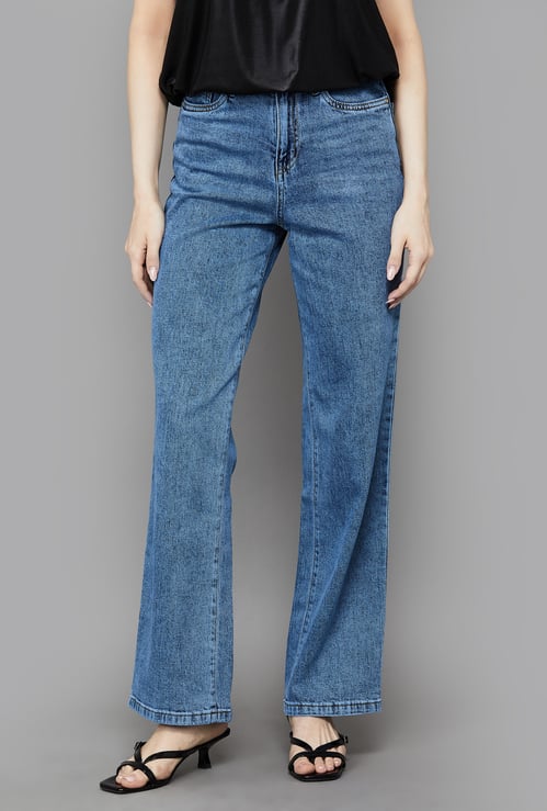 KRAUS Washed High-Rise Straight Fit Jeans