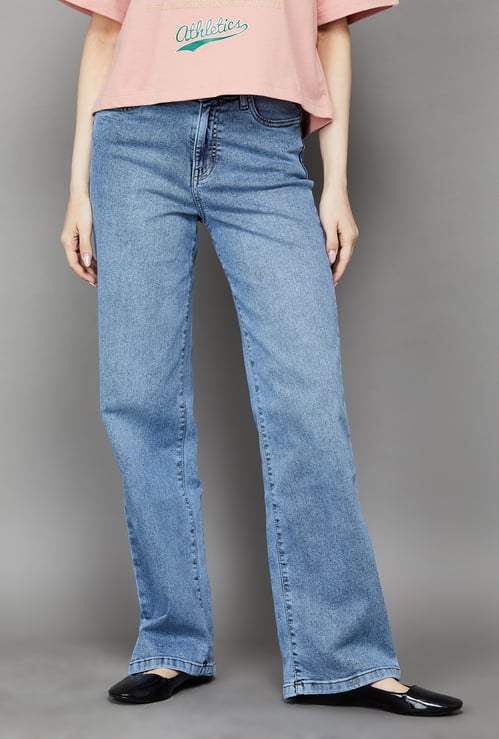 KRAUS Washed High Rise Straight Fit Jeans