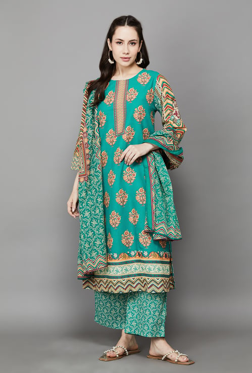 BIBA Floral Print Straight Kurta Set