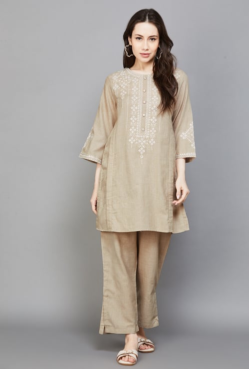 BIBA Embroidered Kurta Palazzo Set
