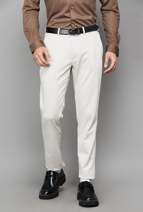 LOUIS PHILIPPE Solid Regular Fit Formal Trousers