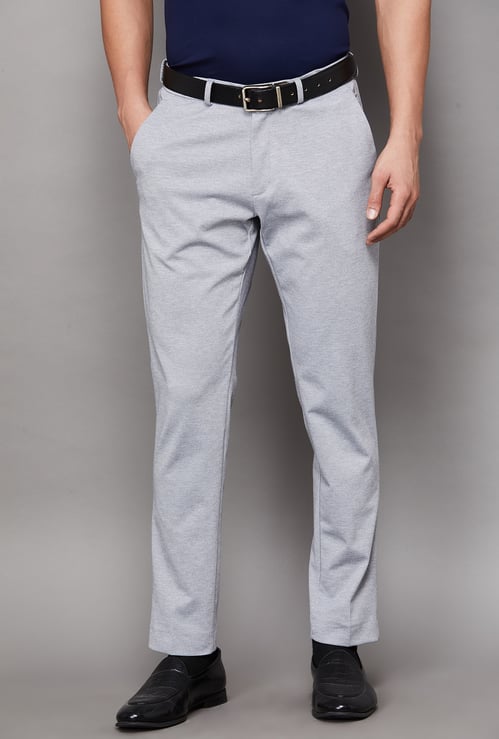 LOUIS PHILIPPE Solid Regular Fit Formal Trousers