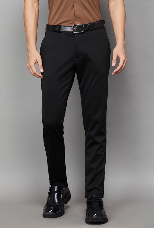 LOUIS PHILIPPE Solid Regular Fit Formal Trousers