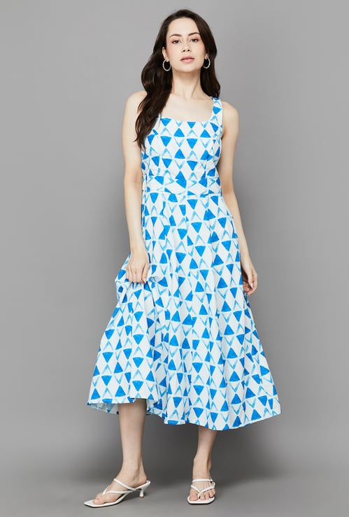 AND Geometric Print A-Line Dress